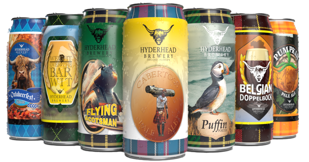 An array of HyderHead Beer Cans